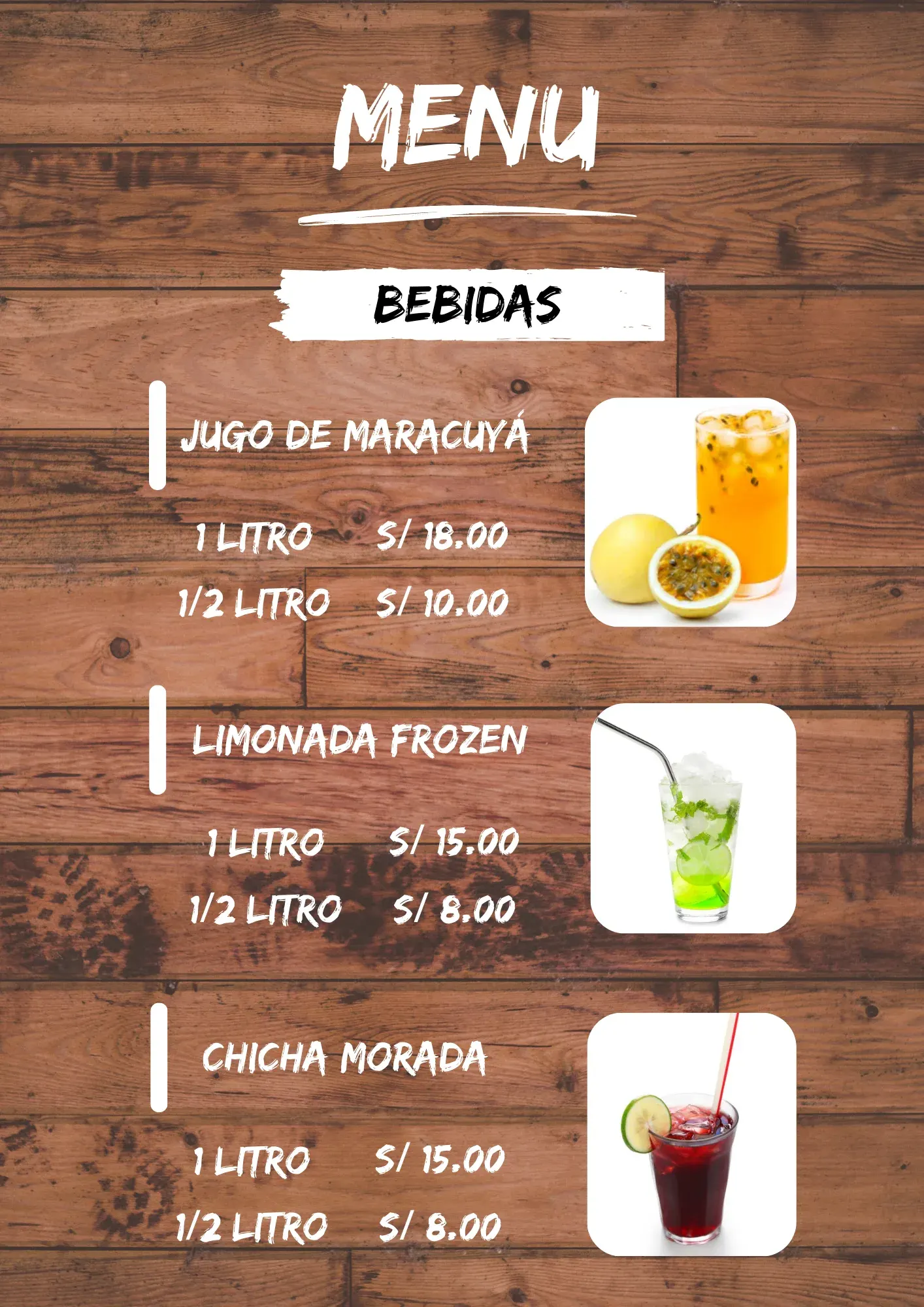 Menú Bebidas